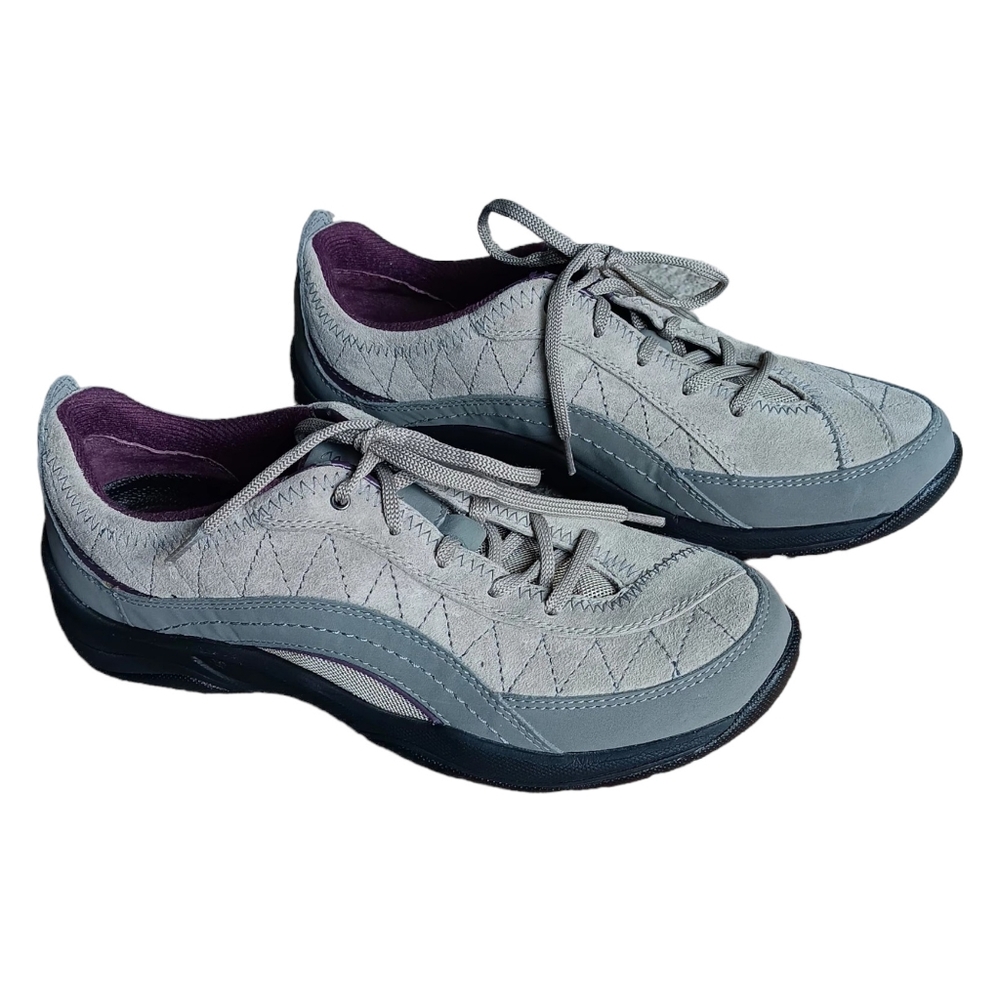 Privo by Clark's walking lace up sneaker taupe/gray  with leather accents sz 7M